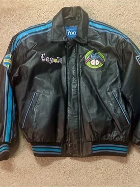 Vintage Winnie The Pooh Eeyore 90s Leather Bomber Jacket Size Large Disney Rare